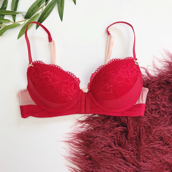 Guess Other - Guess | red lace mesh push-up double clasp bra